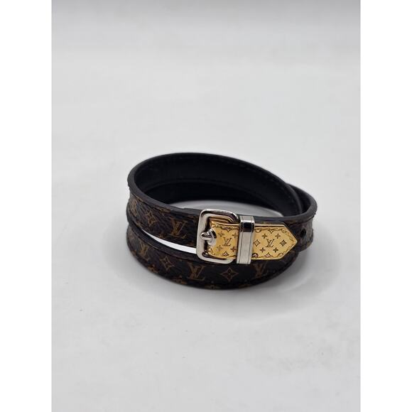 Louis Vuitton Brown 'Fasten Your LV' Monogram Wrap Bracelet - Picture 13 of 16